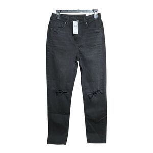 American Eagle Classic Black Distressed Mom Jeans 2